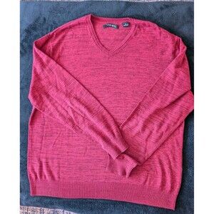 Red Heathered 100% Cotton V Neck Normcore Skater Grunge Dad Sweater Pullover